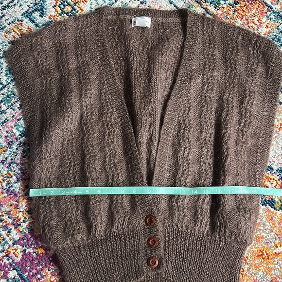 Vintage Christian Dior Separates Mohair Wool Brown Button V Neck Sweater Vest - Picture 8 of 9